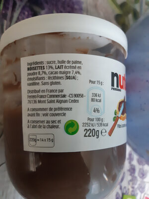 Nutella pate a tartiner noisettes-cacao t.220 pot de 220 gr - Ingredienti - fr