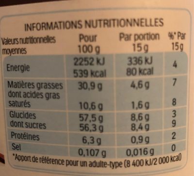 Nutella pate a tartiner noisettes-cacao t.600 pot de 600 gr - Valori nutrizionali - fr