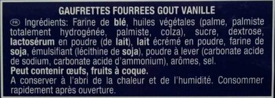 Gauffrettes saveur vanille - Ingredienti - fr