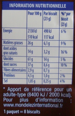 Granola L'original Gros éclats de Chocolat - Valori nutrizionali