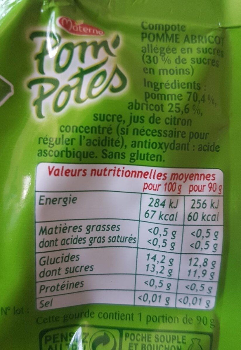 Pom'Potes pomme-abricot - Valori nutrizionali - fr