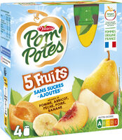 POM'POTES Compote Gourdes Sans Sucres Ajoutés 5 Fruits Jaunes (Pomme-Abricot-Pêche-Poire-Banane) 4x90g - Prodotto - fr