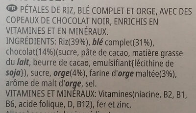 Céréales Special K Kellogg's Chocolat noir - Ingredienti - fr