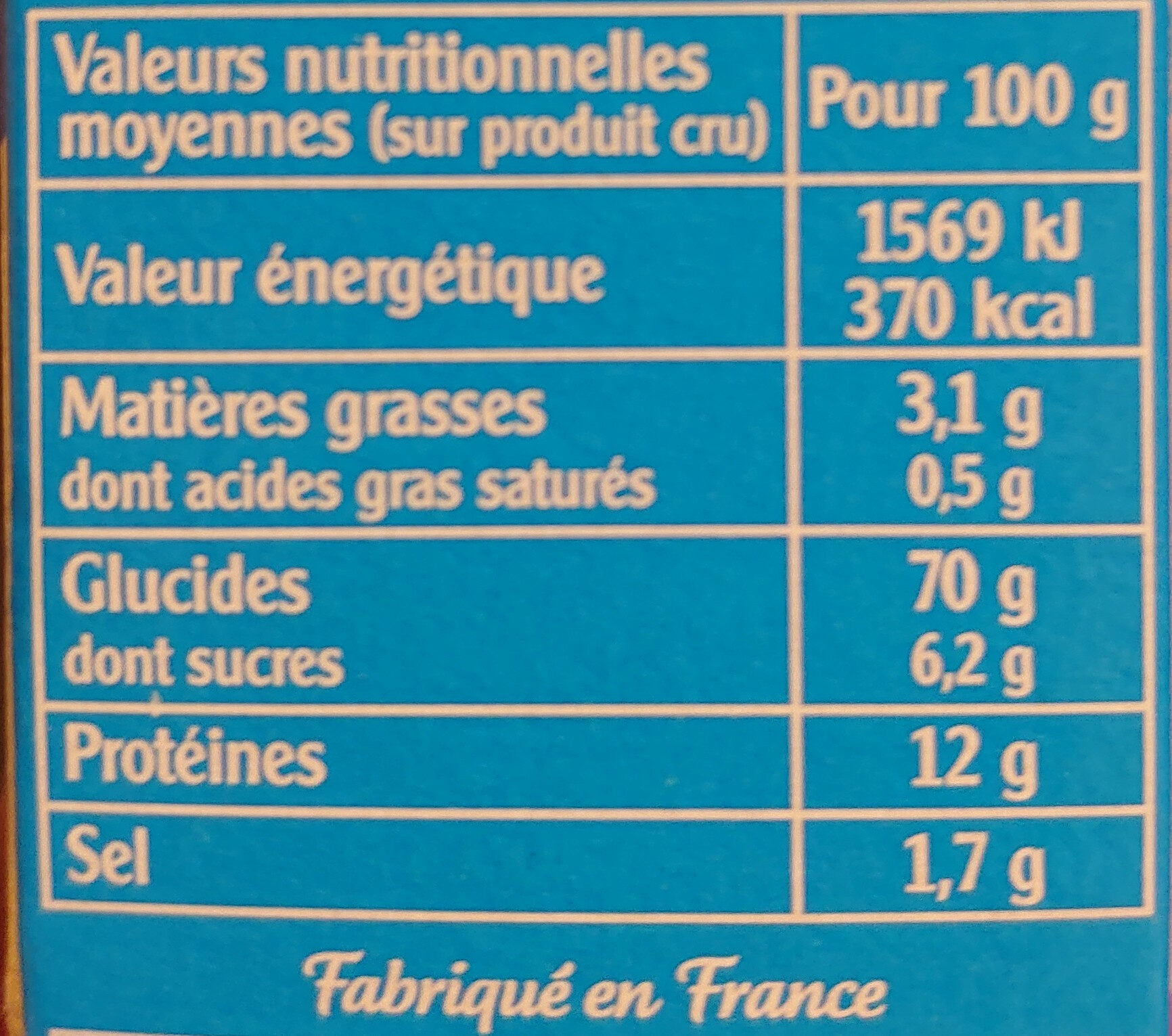 Céréales méditerranéennes - Valori nutrizionali - fr
