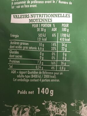 Comté râpé - Valori nutrizionali - fr