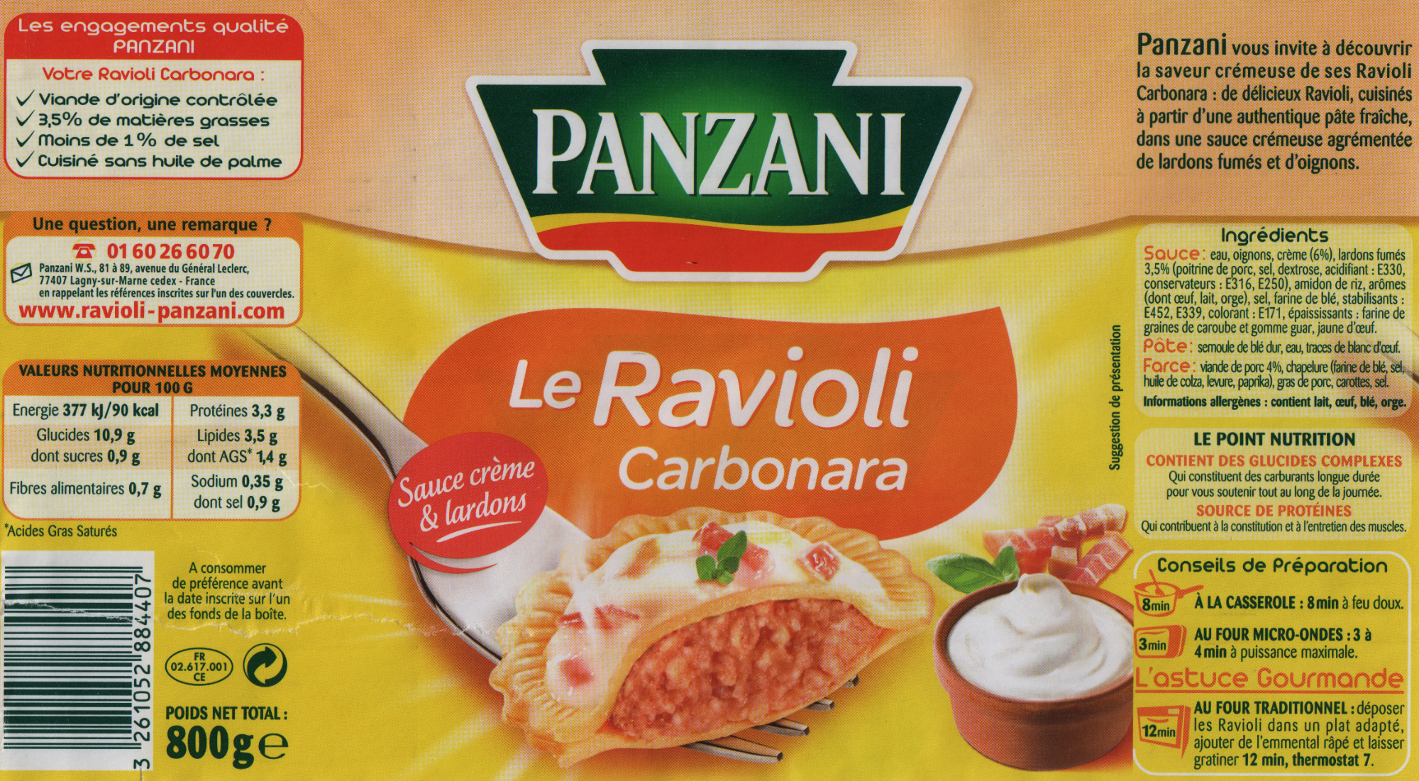 Le Ravioli Carbonara (Sauce crème & lardons) - Prodotto - fr
