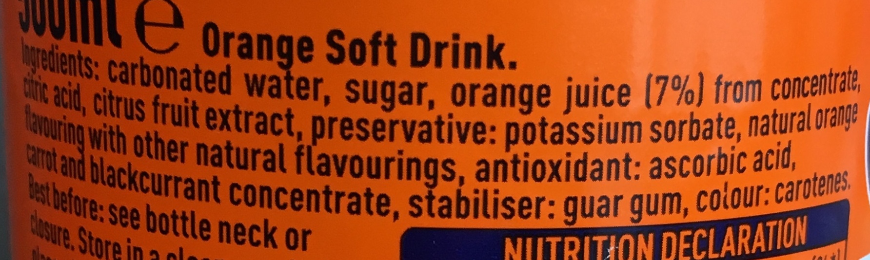 Fanta orange - Ingredienti