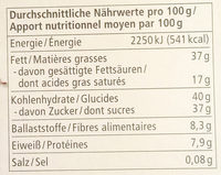 Trüffel Zartbitter - Valori nutrizionali - de