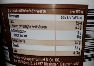 Sahne Pudding Schokolade - Valori nutrizionali - de