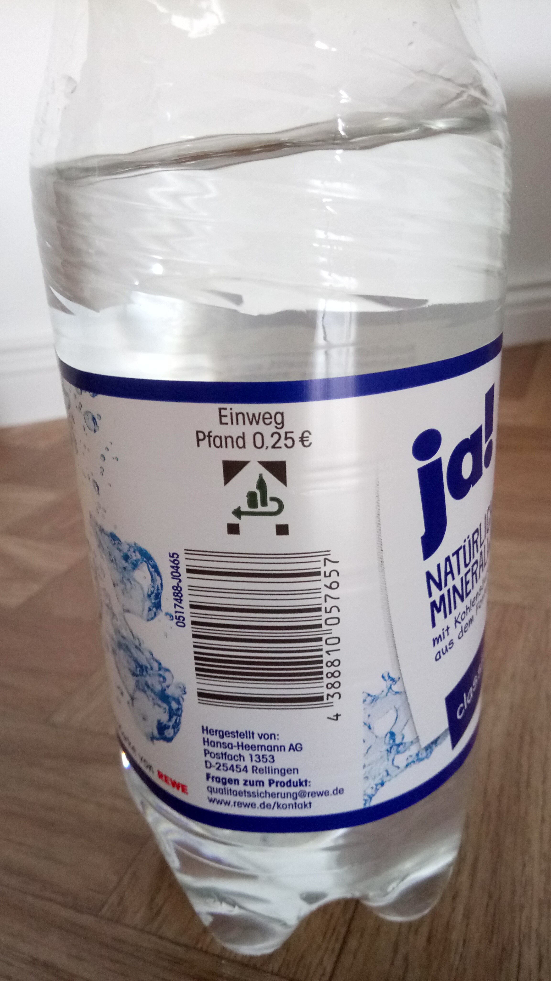 Ja! Natürliches Mineralwasser - Istruzioni per il riciclaggio e/o informazioni sull'imballaggio - de