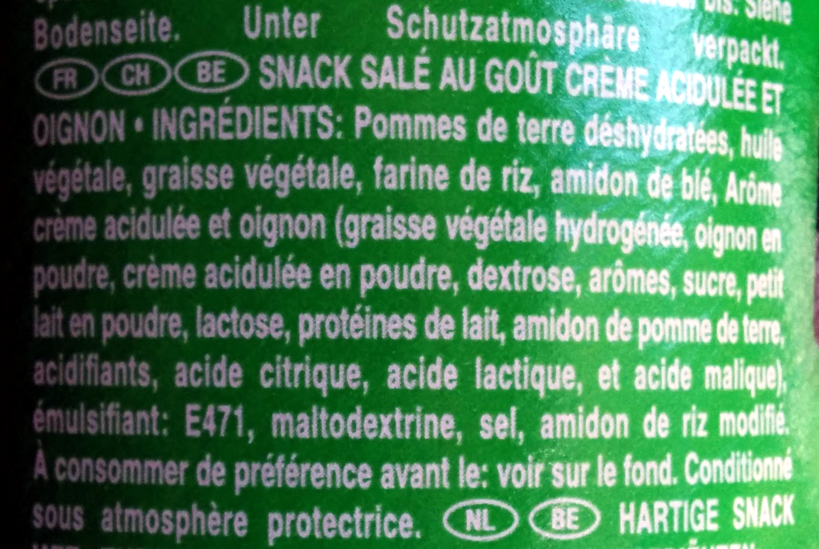 Sour Cream and Onion - Ingredienti - fr