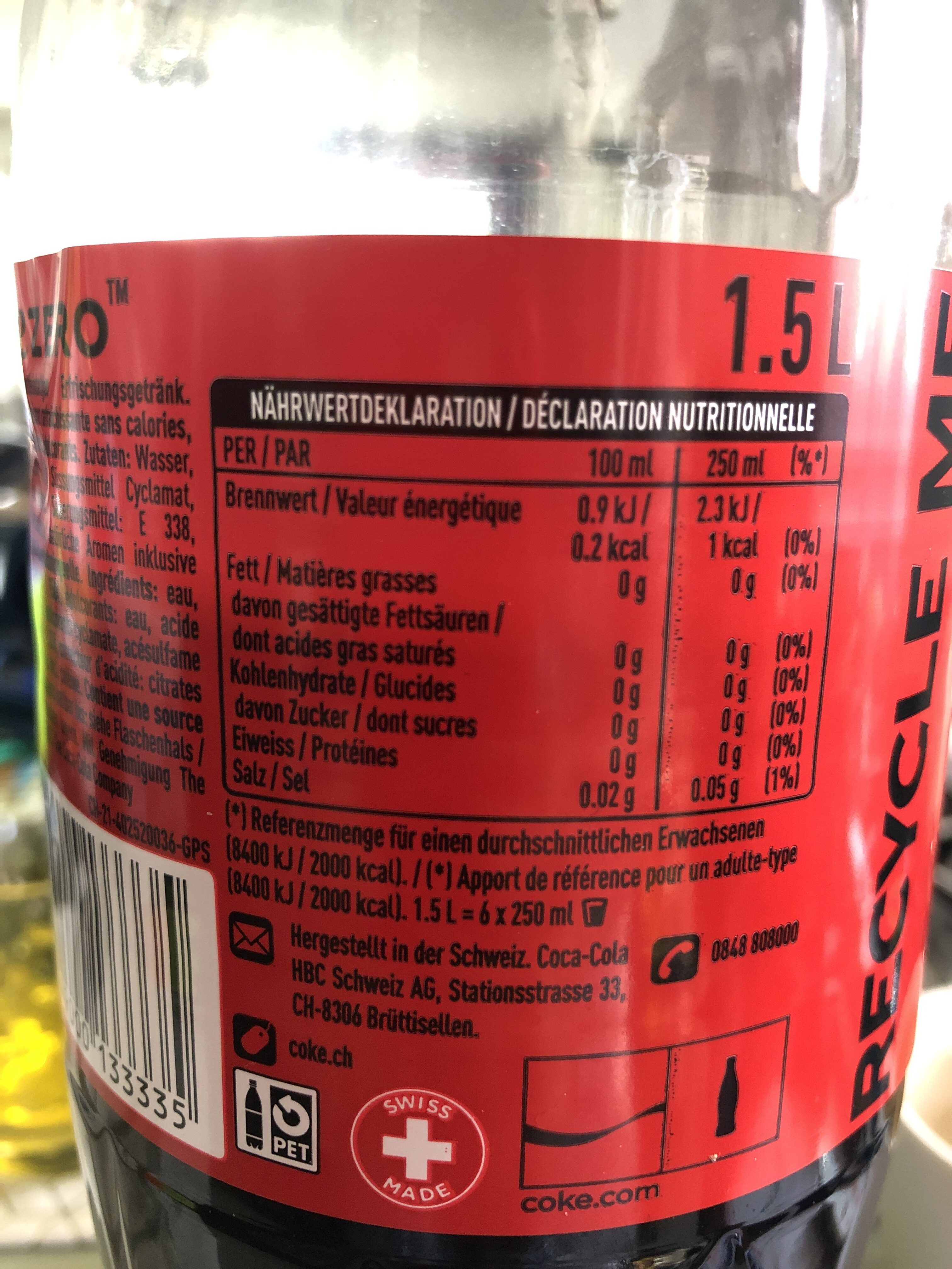 Coca Cola Zero - Ingredienti - en