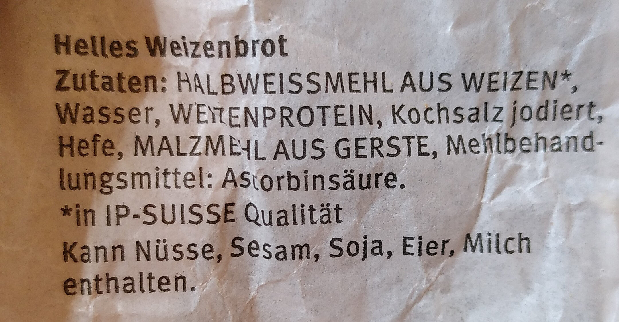 Halbweissbrot - Ingredienti - de