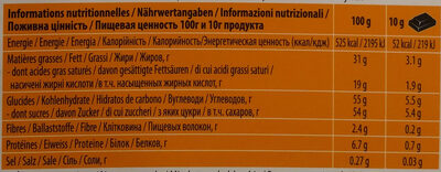 Chocolat Lait Orange - Valori nutrizionali - fr