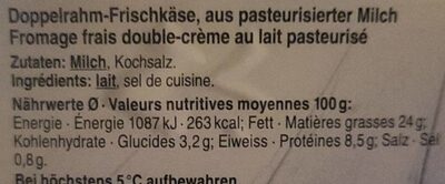 Frischkäse - Valori nutrizionali - fr