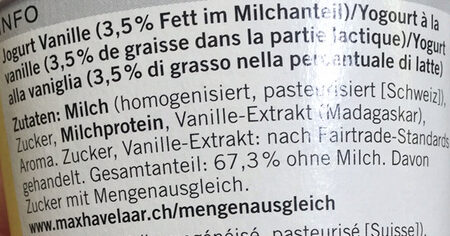Yogourt vanille, ferme - Ingredienti - de