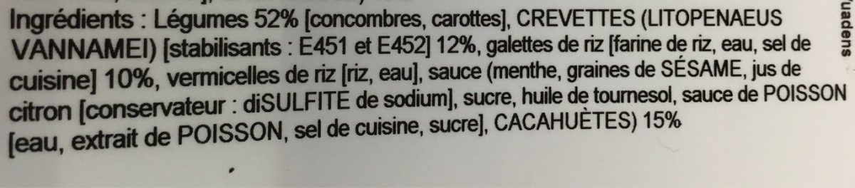 Rouleaux d'Éte aux Crevettes Sauce Menthe - Ingredienti - fr
