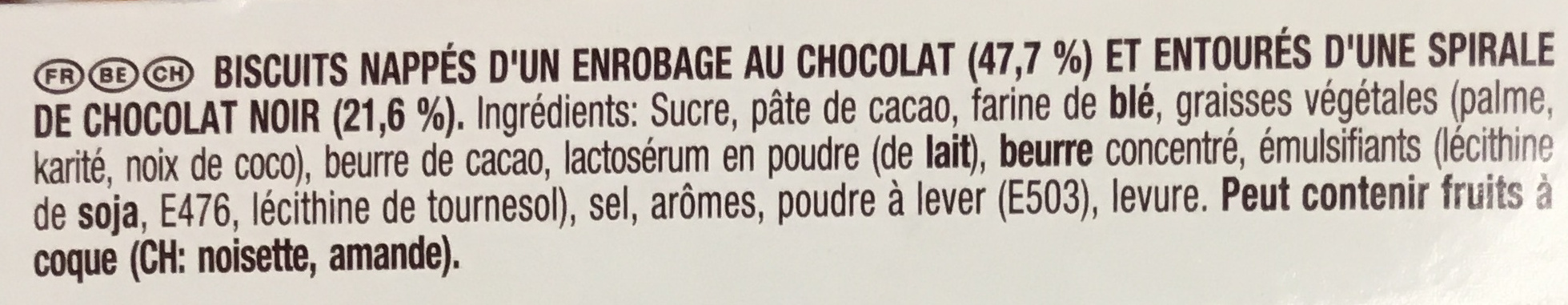 King Choco - Biscuits nappés d'un enrobage au chocolat - Ingredienti - fr