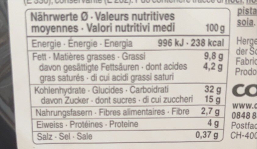 Tarte aux baies - Valori nutrizionali - en