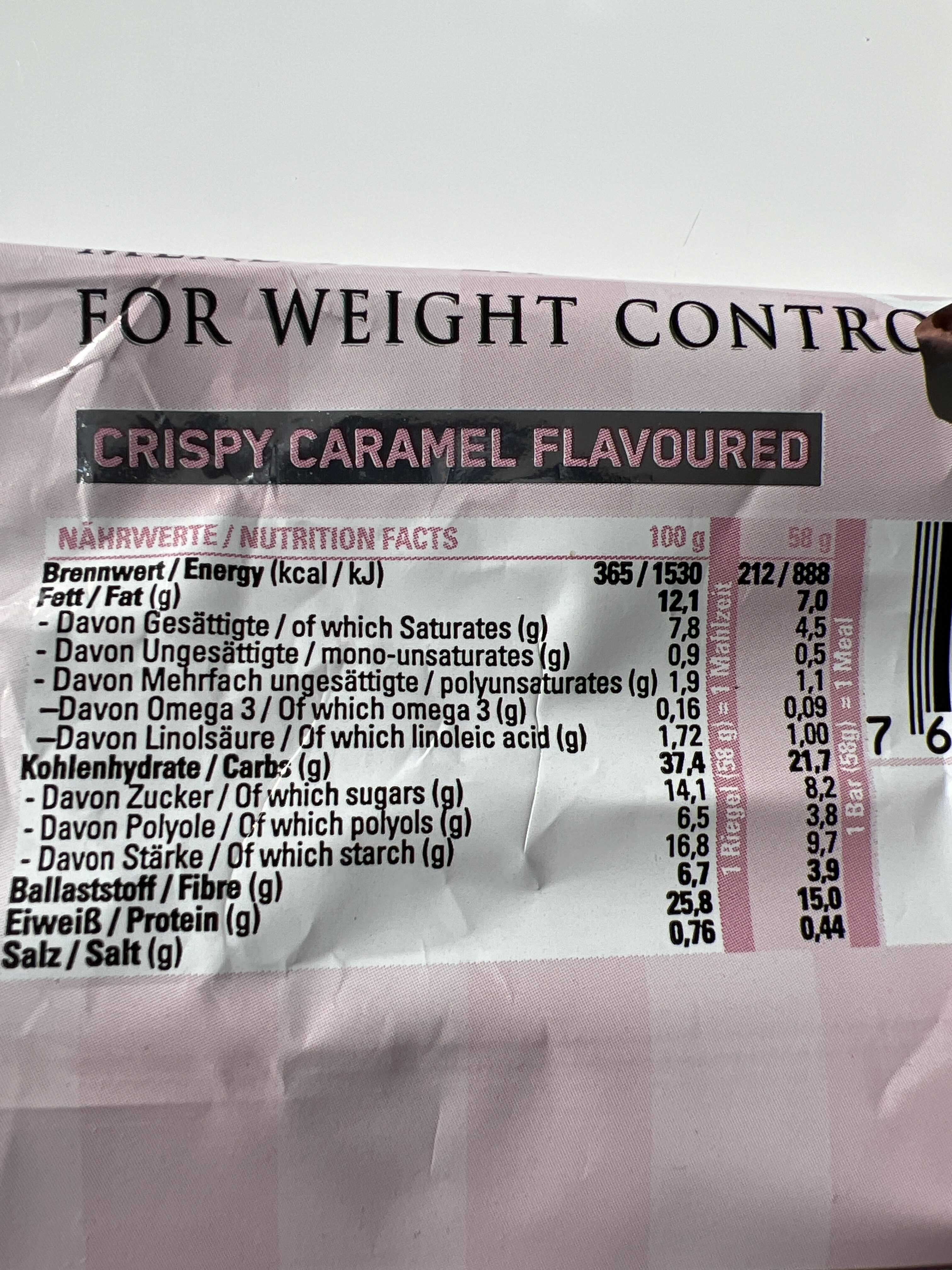 Shape bar crispy Caramamel flouvered - Valori nutrizionali - de