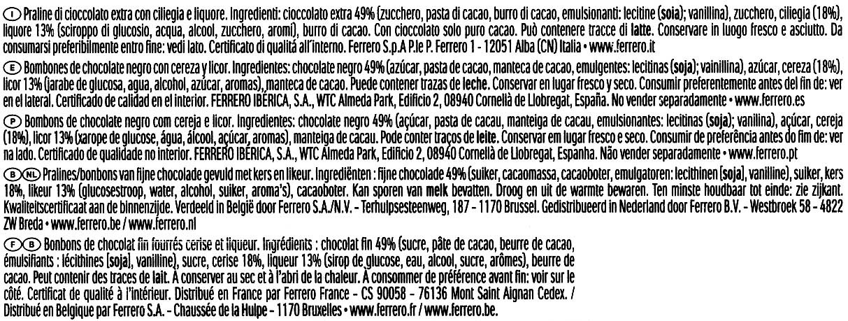 Bouchées chocolatées Mon Chéri Liqueur cerise x16 - 168g - Ingredienti
