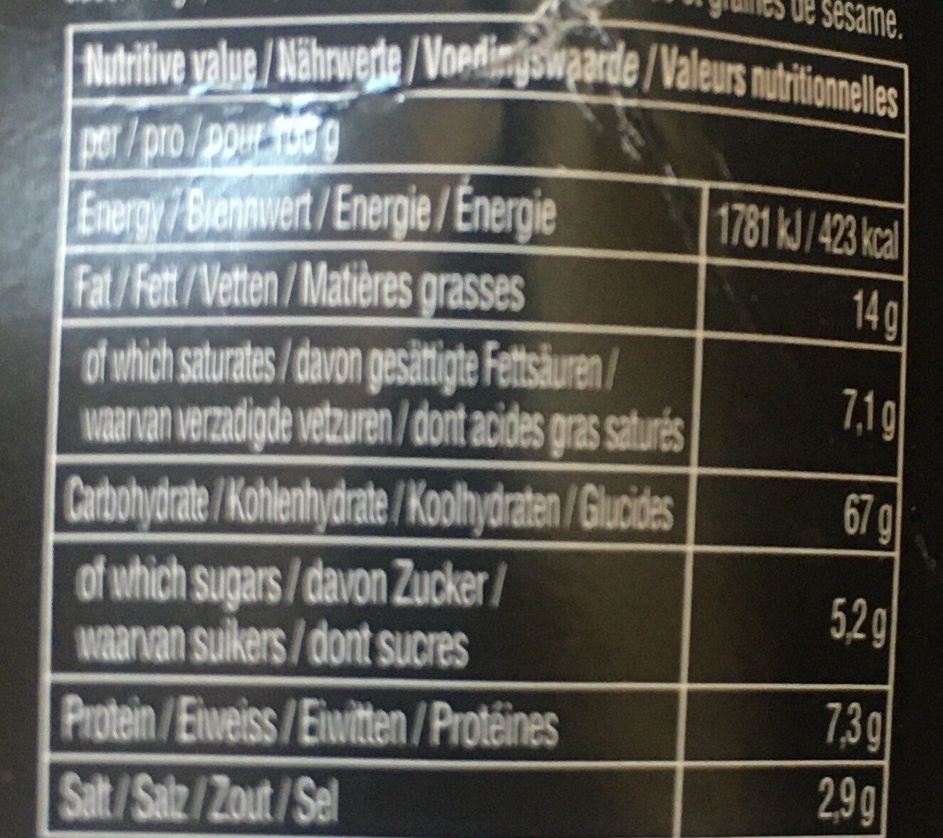 Tempura UDON - Valori nutrizionali - fr